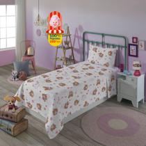 Jogo De Cama Lençol 3 Peças 100% Algodão 150 Fios Personagens Infantis Solteiro