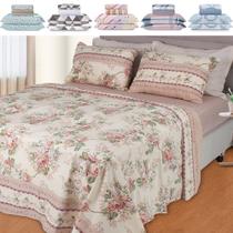 Jogo de Cama Lençol 4 Peças Queen Com Elástico Estampado 158x198x30cm BF Colchões