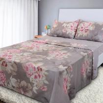 Jogo de Cama Lençol 4 Peças Queen Com Elástico Estampado 158x198x30cm BF Colchões