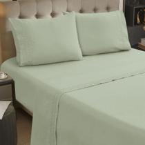 Jogo De Cama Lençol Bordado Serena Casal Queen 04 Peças Percal 400 Fios Toque Macio