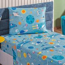 Jogo De Cama Lençol Bouti Infantil Kids Solteiro 03 Peças - Astronauta. Jogo De Cama Lençol Bouti Infantil Kids Solteiro 03 Peças - Astronauta.