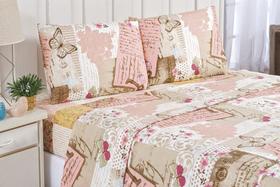 Jogo de Cama Lençol Bouti Solteiro 3 Peças Patchwork Rose