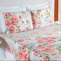 Jogo de Cama Lençol Box Casal Padrão 4 Peças Estampado em Microfibra - Estampas Sortidas