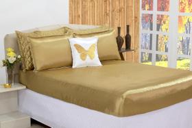 Jogo de cama lençol capim dourado casal padrão 04 pçs
