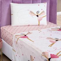 Jogo De Cama Lençol Carrosel Solteiro 03 Peças Infantil Estampado Divertido - Bailarina Ballet - Casa Linda Enxovais