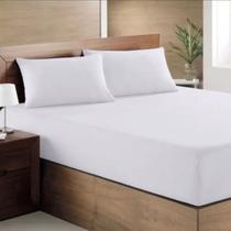 Jogo de cama lençol casal 3 peças com elástico veste cama box 1,38x1,88x0,30 2x fronhas 50x70 150 fios-branco