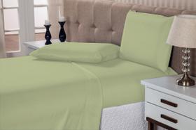 Jogo de cama lençol casal 4 peças super king cama box 1,93x2,03x40 ótima qualidade casa quarto pensão-verde-claro