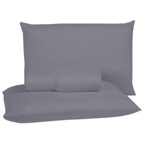 Jogo de Cama Lençol Casal 400 Fios Poliéster 3 peças Conjunto com Elástico e Fronhas