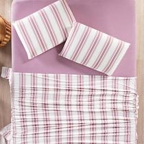 Jogo de Cama Lençol Casal Box 100% Algodão Penteado Listrado Marin 4 Peças