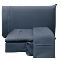 Jogo de Cama Lençol Casal Conforto Percal 300 Fios 4 Peças - Azul - 100% Poliéster