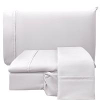 Jogo de Cama Lençol Casal Conforto Percal 300 Fios 4 Peças - Branco - 100% Poliéster