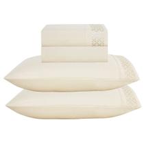 Jogo de Cama Lençol Casal Eclipse 4 Peças - Palha - 100% Poliéster