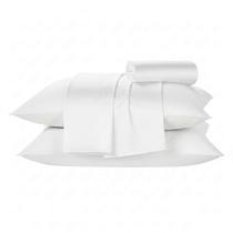 Jogo De Cama Lençol Casal Elástico Com Fronhas 4 Peças 100% Algodão Diamante Teka Cor:Branco