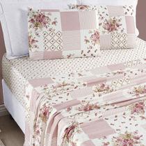 Jogo De Cama Lençol Casal Padrão 04 Peças Microfibra Estampada Ayla - Rosa Floral Matura Jogo De Cama Lençol Casal Padrão 04 Peças Microfibra Estampada Ayla - Rosa Floral Matura