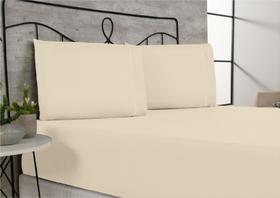 Jogo de cama lençol casal padrão 3 peças 400 fios 100% poliéster acabamento ponto palito - palha - STUDIO CASA