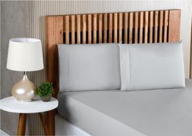 Jogo de cama lençol casal padrão 3 peças algodão percal 180 fios acabamento ponto palito cinza Jogo de cama lençol casal padrão 3 peças algodão percal 180 fios acabamento ponto palito cinza