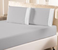 Jogo de Cama Lençol Casal Padrão 3 Peças percal 200 fios Cinza - algodão