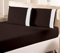 Jogo de Cama Lençol Casal Padrão 3 Peças percal 200 fios Marrom - algodão Jogo de Cama Lençol Casal Padrão 3 Peças percal 200 fios Marrom - algodão