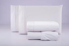 Jogo de cama lençol casal padrão 4 peças algodão percal 180 fios acabamento ponto palito branco Jogo de cama lençol casal padrão 4 peças algodão percal 180 fios acabamento ponto palito branco