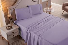 Jogo de Cama Lençol Casal Padrão 4 Peças Lilás Liso 100% Algodão Jogo de Cama Lençol Casal Padrão 4 Peças Lilás Liso 100% Algodão