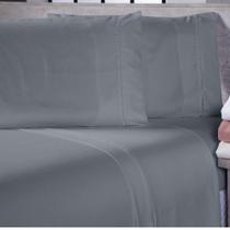 Jogo De Cama Lençol Casal Padrão Sofist Ponto Palito 400 Fios Toque Macio 04 Peças - Cinza