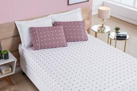 Jogo de Cama Lençol Casal Poá 3 pçs Micro 200 fios Rosê