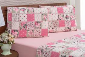 Jogo de Cama Lençol Casal Queen 4 Peças Algodão Percal 180 Fios Estampado - ROSA ESTAMPADO