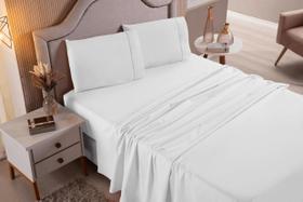 Jogo de Cama Lençol Casal Queen 4 Peças Branco Liso 100% Algodão