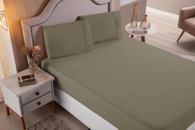 Jogo de Cama Lençol Casal Super King 3 Peças Cappuccino Liso 100% Algodão