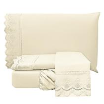 Jogo de Cama Lençol Casal Supremo 3 Peças Micropercal 300 Fios - Palha - 100% Poliéster