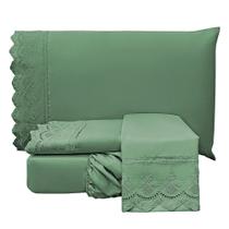 Jogo de Cama Lençol Casal Supremo Micropercal 300 Fios - Esmeralda - 100% Poliéster