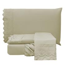 Jogo de Cama Lençol Casal Supremo Micropercal 300 Fios - Fendi - 100% Poliéster