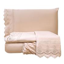 Jogo de Cama Lençol Casal Supremo Micropercal 300 Fios - Rosê - 100% Poliéster