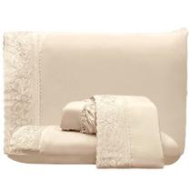 Jogo de Cama Lençol Casal Top Line 4 Peças - Palha - 100% Poliéster