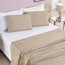 Jogo de Cama Lençol Celine Casal Queen 04 Peças Micropercal 200 Fios Bolinhas - Cáqui - 100% Poliéster Jogo de Cama Lençol Celine Casal Queen 04 Peças Micropercal 200 Fios Bolinhas - Cáqui - 100% Poliéster