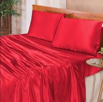 Jogo De Cama Lençol Cetim Queen Romantic 04 Peças - 100% Poliéster - Vermelho Jogo De Cama Lençol Cetim Queen Romantic 04 Peças - 100% Poliéster - Vermelho