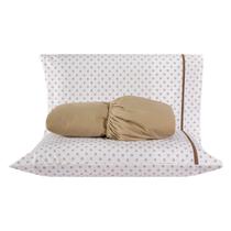 Jogo de Cama Lençol Chicago Estampado Caqui Poá Casal Padrão 03 Peças - Percal 140 Fios