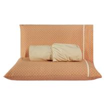 Jogo de Cama Lençol Chicago Estampado Terracota Casal Queen 03 Peças - Percal 140 Fios - Com Elástico e Fronhas Estampadas