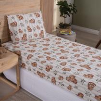 Jogo de Cama Lençol em Malha Solteiro Capivara 2 Peças - Rosa - 100% Algodão