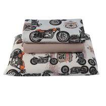 Jogo De Cama Lençol Em Malha Solteiro Moto 3 Peças - Bege