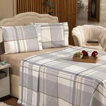 Jogo de Cama Lençol Estampado CASAL PADRÃO 04 Peças Ravena Caqui com Fronhas - Kit Conjunto Lençóis Percal Algodão 200 Fios Toque Macio