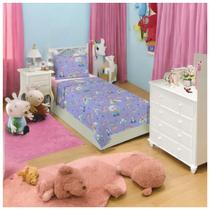 Jogo de Cama Lençol Fronha Solteiro Estampado Infantil Peppa Pig 1,40 x 2,20 Menina