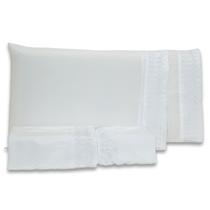 Jogo de Cama Lençol Harmony Bordado Geométrico Percal 300 Fios com Fronhas QUEEN 04 Peças - Toque Acetinado