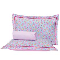 Jogo de Cama Lençol Infantil Ursinha Rosa Casal Queen 03 Peças - Percal 140 Fios