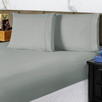 Jogo de Cama Lençol King Conforto Percal 300 Fios 3 Peças - Cinza - 100% Poliéster