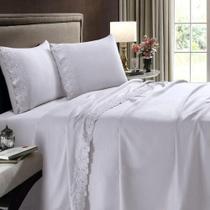 Jogo de Cama Lençol King Size Bordado Renda Bianca Sonata Buettner Jogo de Cama Lençol King Size Bordado Renda Bianca Sonata Buettner