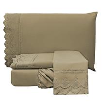 Jogo de Cama Lençol King Supremo Micropercal 300 Fios - Cáqui - 100% Poliéster
