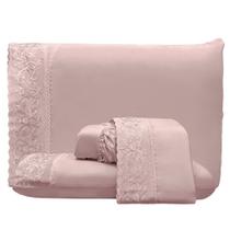 Jogo de Cama Lençol King Top Line 4 Peças - Rosê - 100% Poliéster