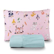 Jogo de Cama Lençol Lutti Solteiro Infantil 200 Fios Estampado 2 Peças Raposa Foxy Rosa