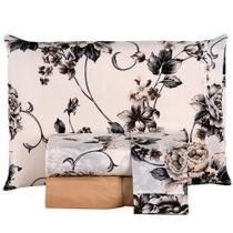 Jogo De Cama Lençol Matrix Queen Percal 4 Peças - Tabaco